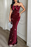 Strapless Bow Maxi Party Dress S / Red