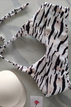 Sporty Zebra Print Halter Tank Top