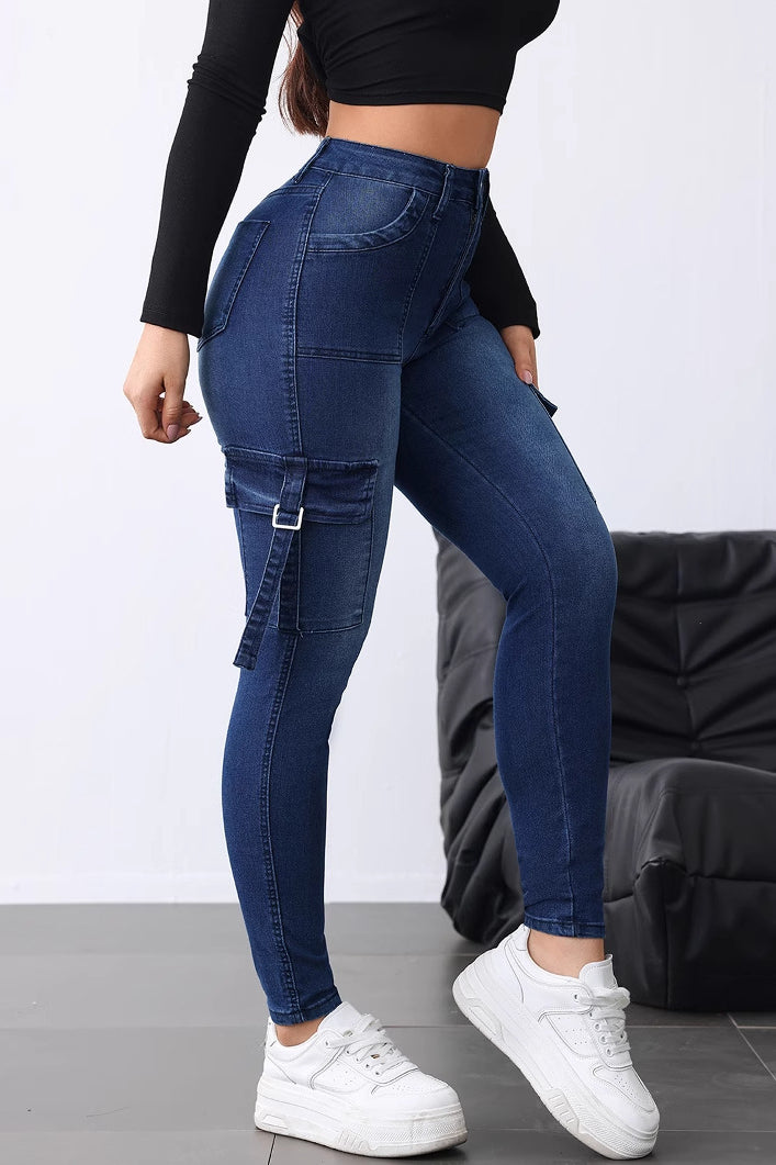 Slim Fit Stretch Flap Cargo Jeans S / Blue