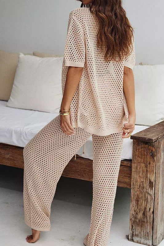 Hollow Knit Beach Two Piece Pants Set Secondary image