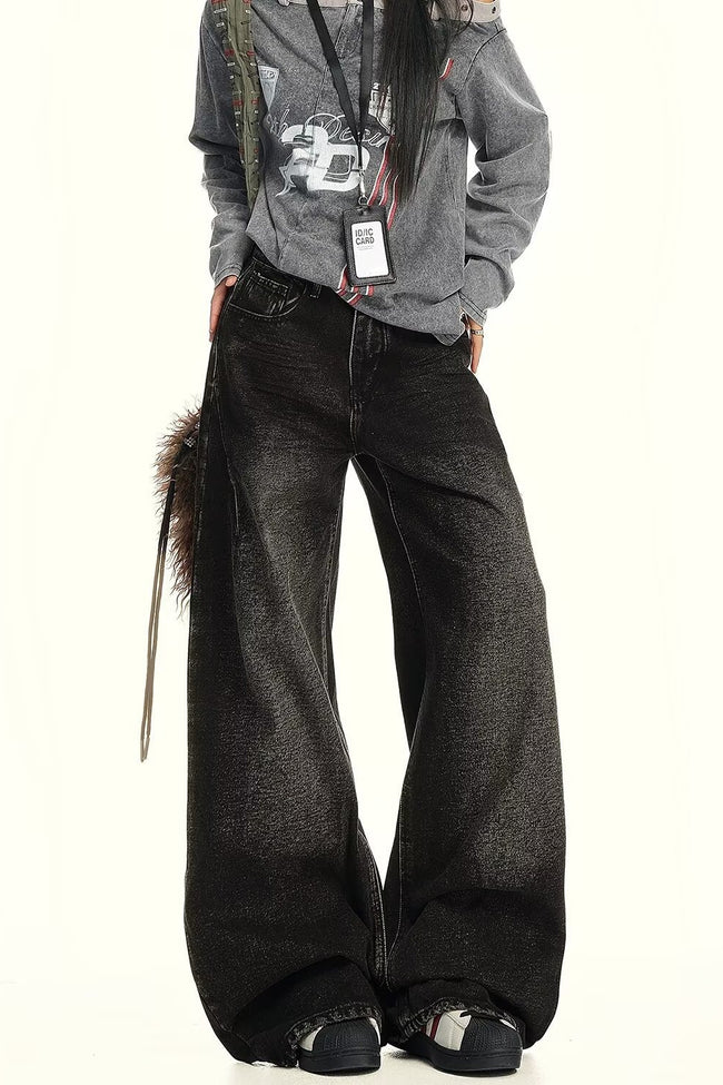 Casual Washed Distressed Relaxed Straight Jeans Main image