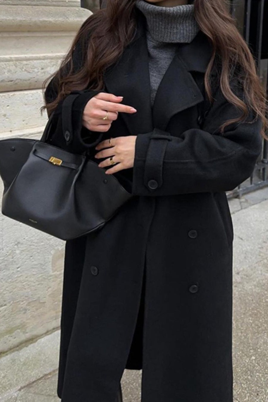 Solid Color Long Sleeve Trench Overcoat Secondary image