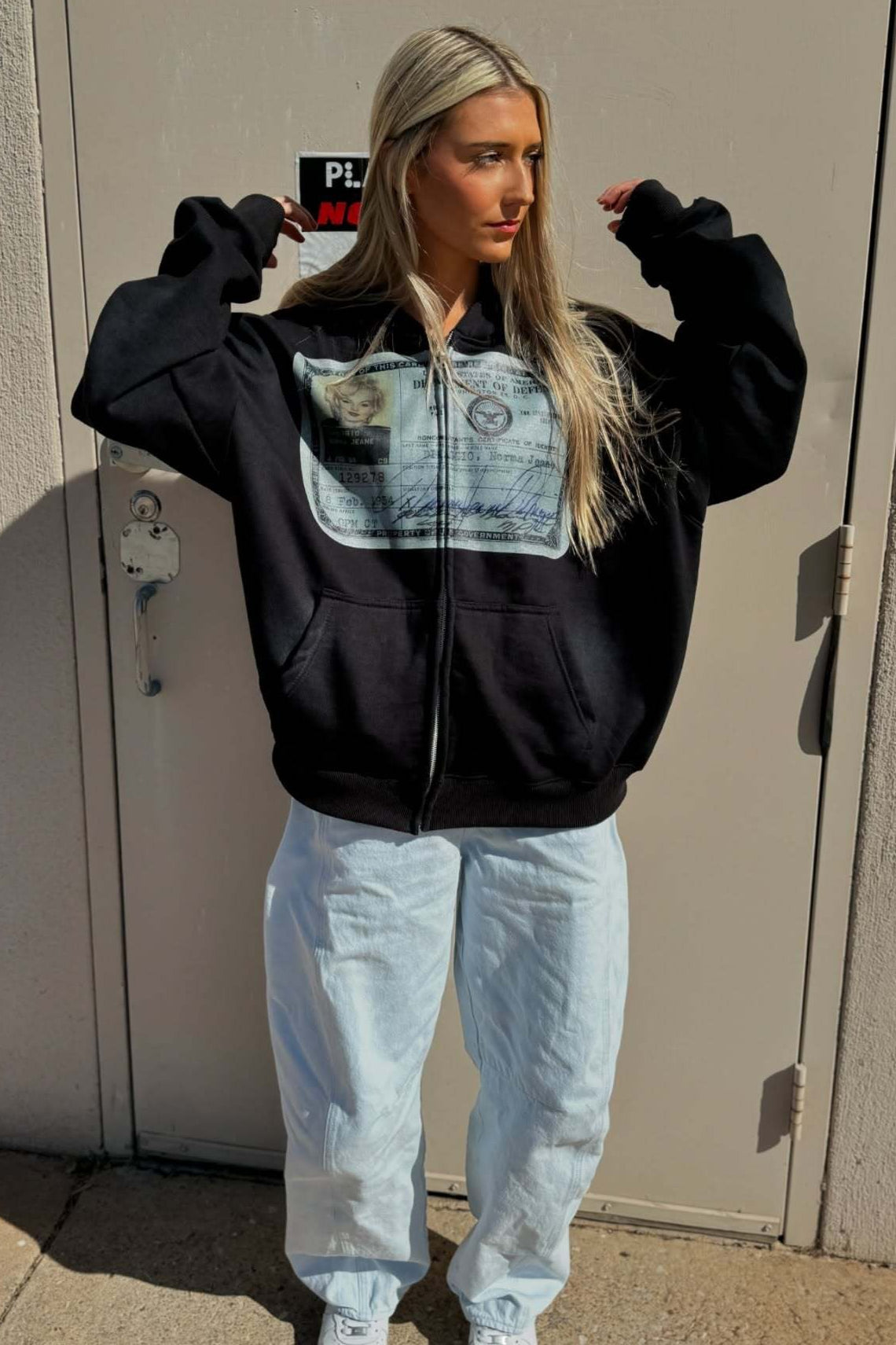 Retro Graphic Loose Fit Zip Hoodie