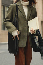 Wool Blend Single Breasted Blazer