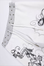 Rhinestone Graphic Patch Wide Leg Sweatpants