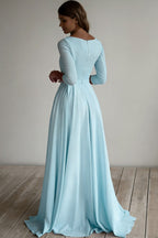 Three Quarter Sleeve Pocket Formal Dress
