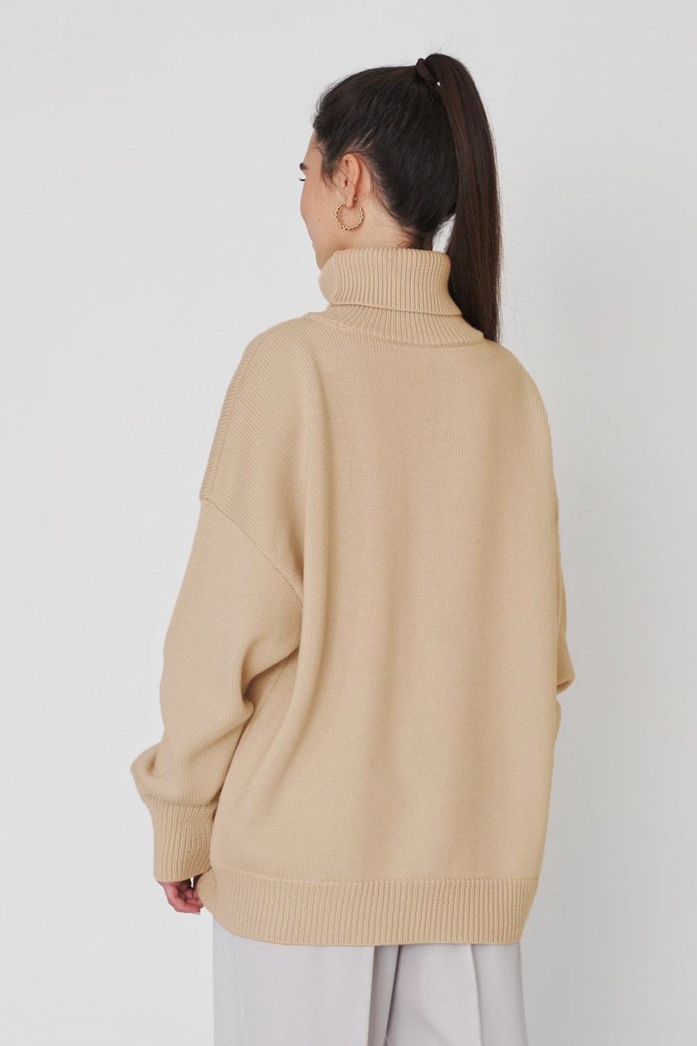 Basic Solid Knit Turtleneck Sweater