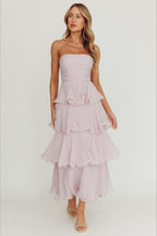 Sexy Slim Fit Strapless Backless Ruffled Prom Dress