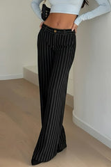 Contrast Stripe Woven Wide Leg Pants