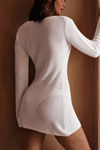 Long Sleeve Hollow Out Swim Beach Dress Cover Up