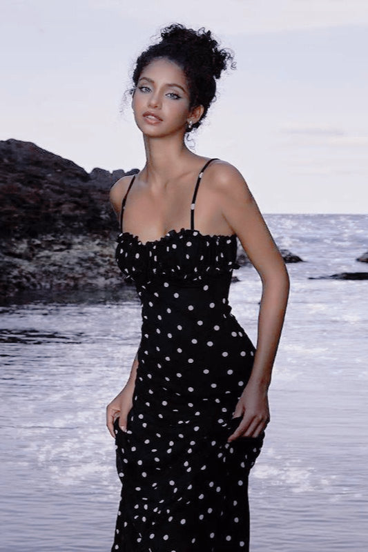 Polka Dot Backless Cami Bodycon Maxi Dress Main image