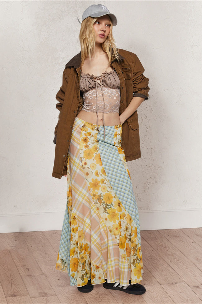 Daisy Floral Asymmetrical Boho Skirt Main image