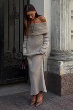 One Shoulder Bodycon Knit Sweater Dress