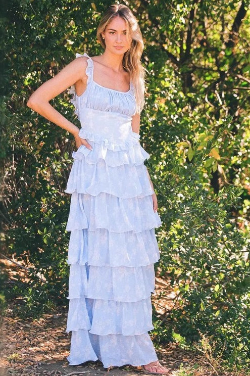 Floral Print Spaghetti Strap Romantic Prom Dress Main image