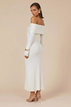Elegant Off Shoulder Knit Sweater Dress