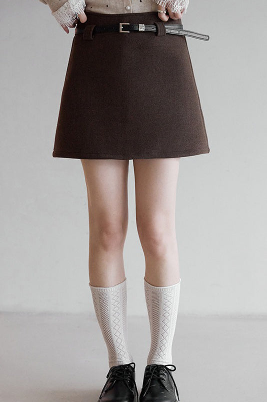 Solid Tartan Textured Skirt