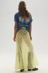 Chic Sheer Embroidered Lace Maxi Skirt
