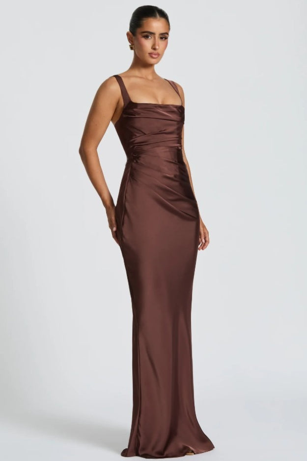 Square Neck Tie Waist Bodycon Mermaid Prom Dress