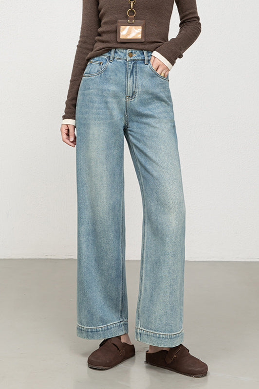 Soft High Rise Embroidered Cropped Jeans Blue / S Main image