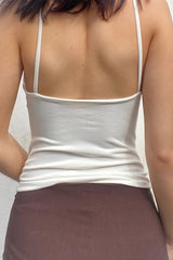 Front Cutout Slim Fit Halter Crop Tank Top