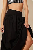 Pocket Smocked Elastic Waist Lantern Skirt