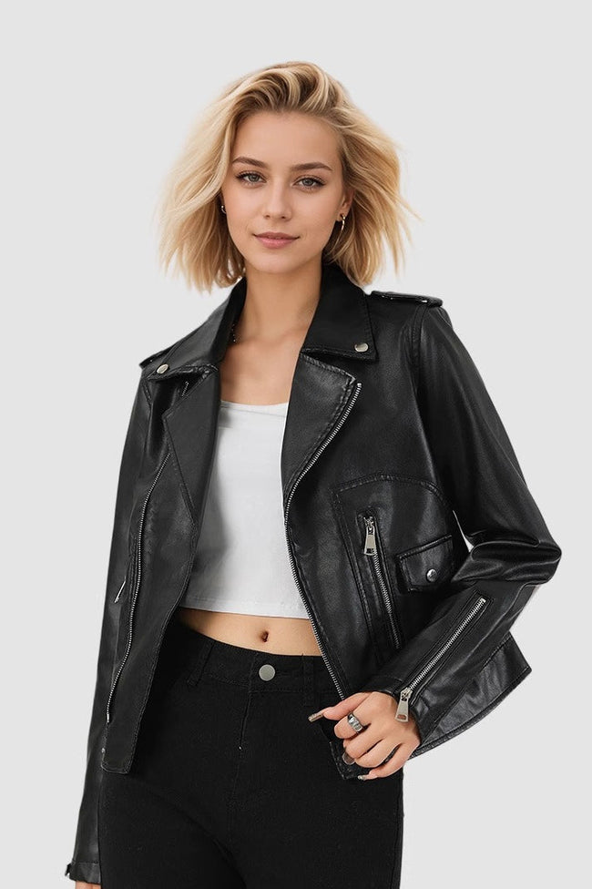 Short PU Leather Zip Jacket Black / S Main image
