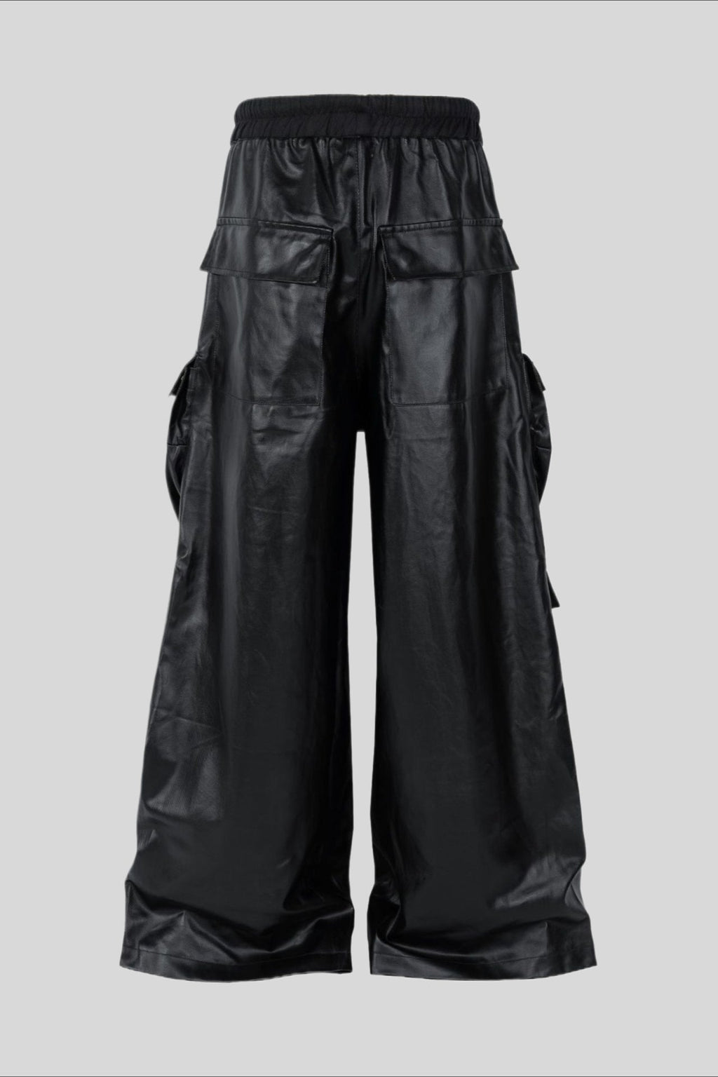 Coated Layered Pocket Flared Cargo Pants