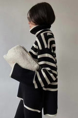 Heavyweight High Neck Striped Sweater