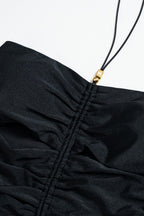 Shiny Ruched Strappy Nylon One Piece Swimwear