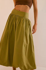 Pocket Smocked Elastic Waist Lantern Skirt