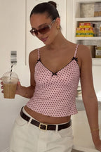 Cute Polka Dot Bow Detail Cami