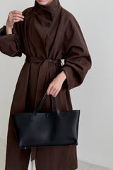 Oversized One Button Stand Collar Overcoat