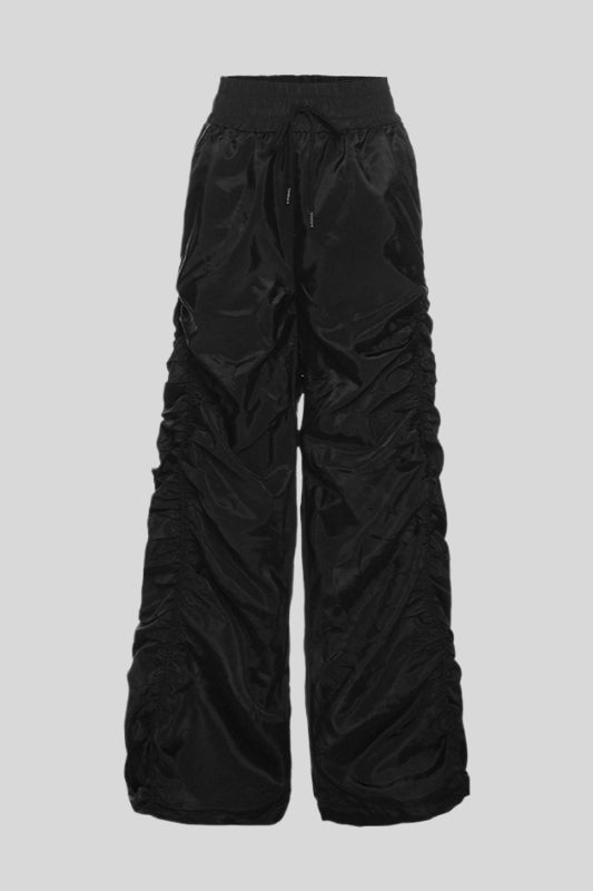 Ruched Wide Leg Drawstring Streetwear Pants Main image