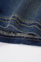 Three Button Panel Distressed Low Rise Denim Shorts