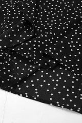 Vintage V-Neck Polka Dot Puff Sleeve A-Line Maxi Dress