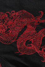 Red Dragon Embroidered Wide Leg Jeans