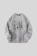 Washed Figure Graphic Oversized Crew Neck Sweatshirt