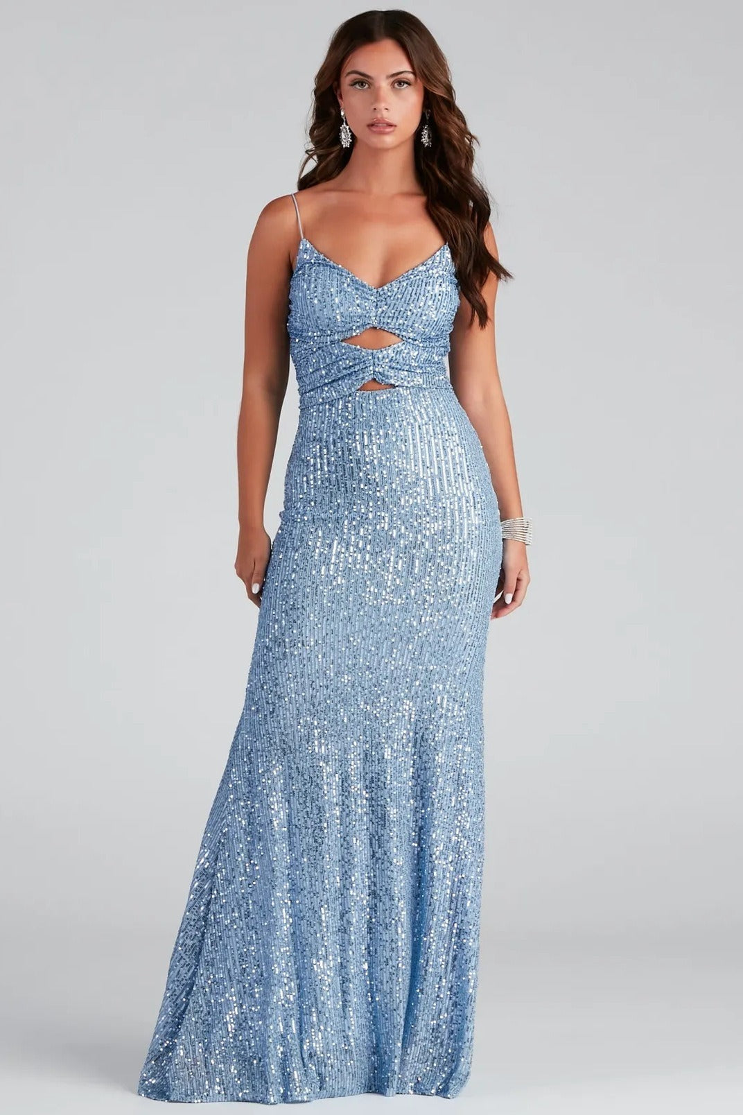 Sequin Spaghetti Strap Formal Dress S / Blue Main image