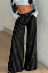 Contrast Stripe Woven Wide Leg Pants