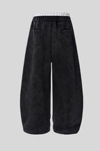 Washed Double Waist Baggy Sweatpants