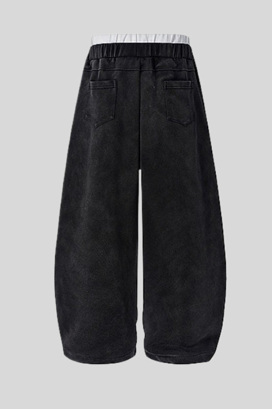 Washed Double Waist Baggy Sweatpants