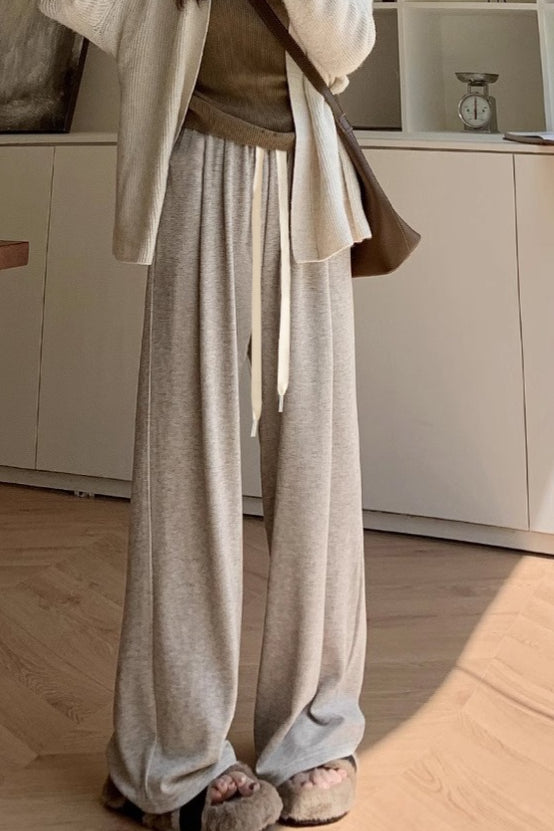 Plush Deep Gray Oversized Knit Pants Main image