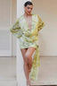 Cowl Neck Tie Dye Printed Flare Sleeve Floral Dress