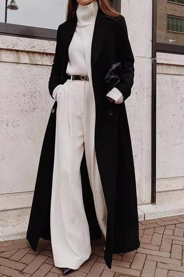 Solid Wool Blend Longline Coat Black / M coats Main image