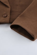 Brown Tweed Two Piece Blazer Skirt Set
