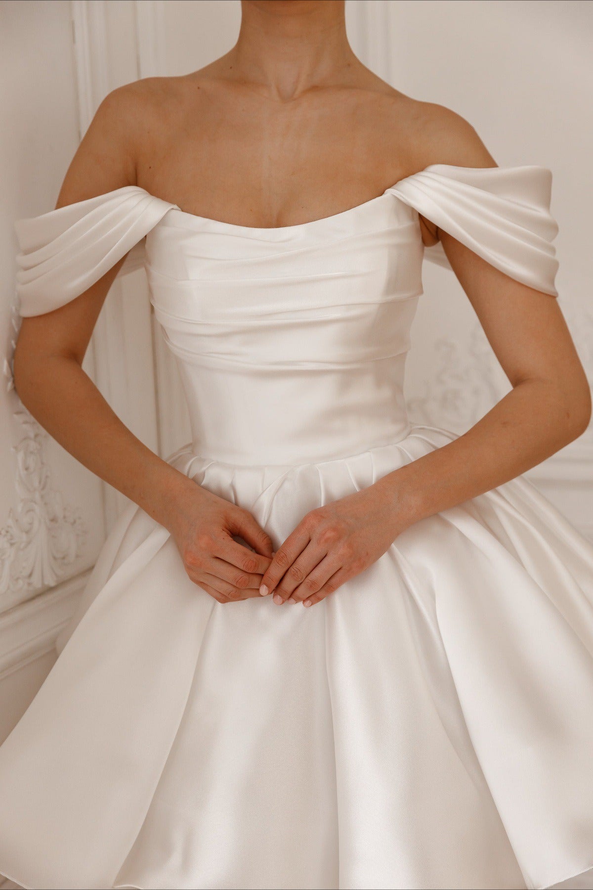 Off Shoulder Satin A Line Cocktail Dress