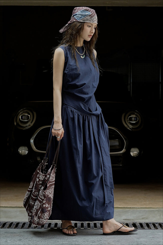 Pleated Tie Strap Lightweight Boho Dress Main image