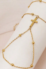 Two Tier Cross Bead Knuckle Finger Bracelet