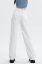 Casual Fleece Lined High Waist Straight Jeans