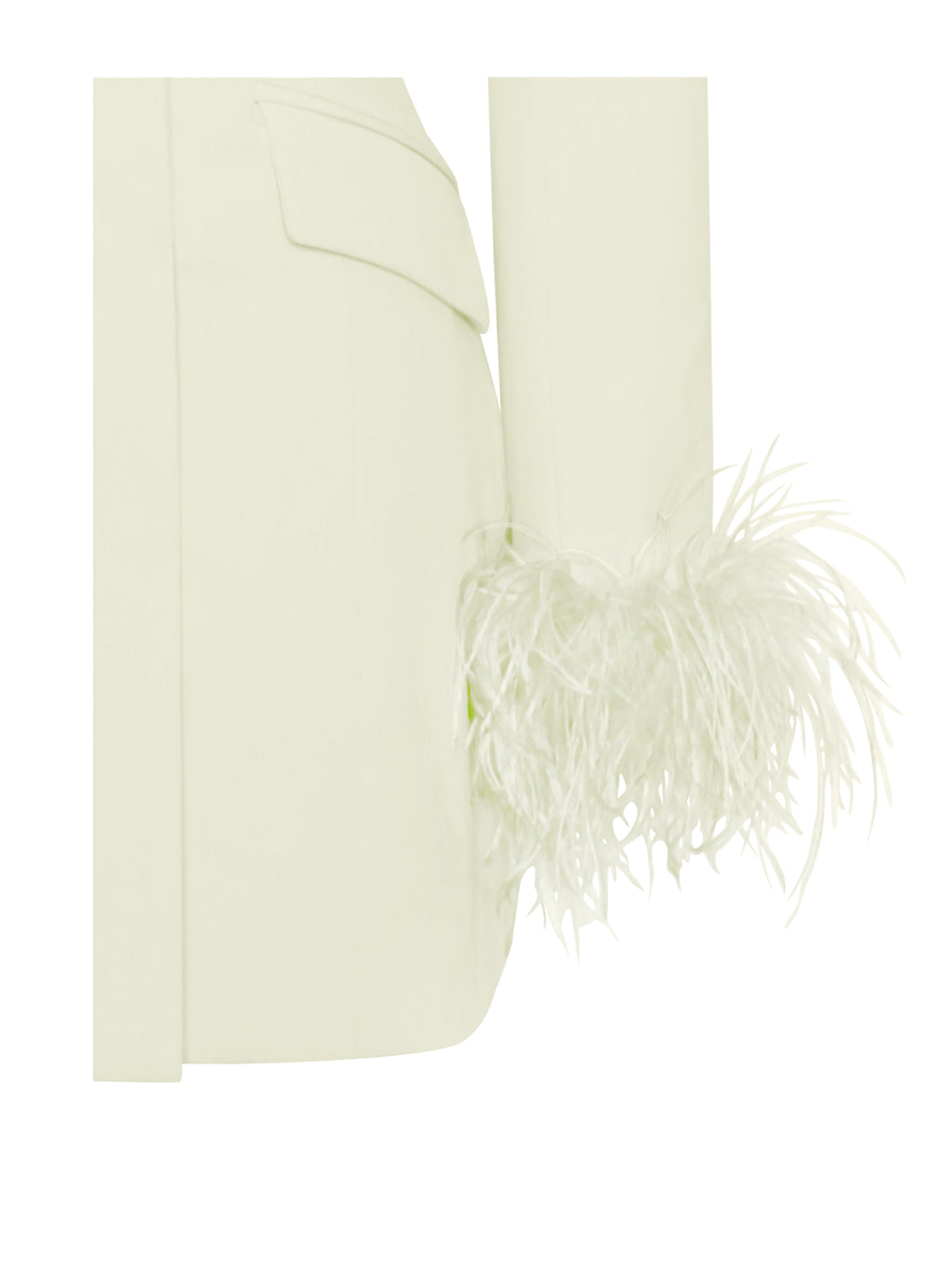 Madeline Pearl White Charming Feather Trim Blazer Dress